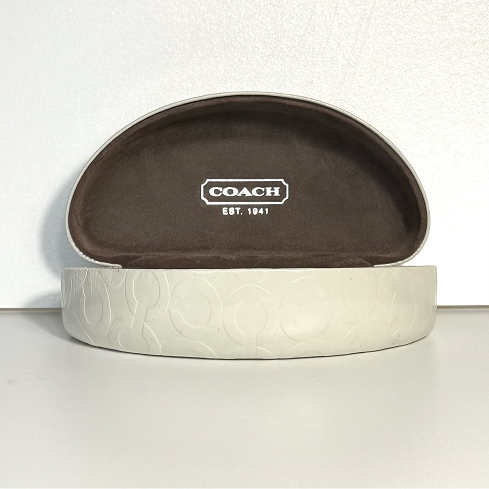 COACH EYEGLASS SUN GLASSES CASE  Cream Signature C Hard Shell Clam Case